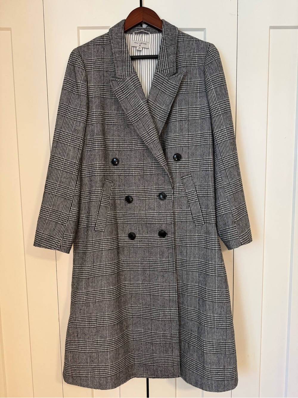 Nili Lotan Black & White Plaid Coat